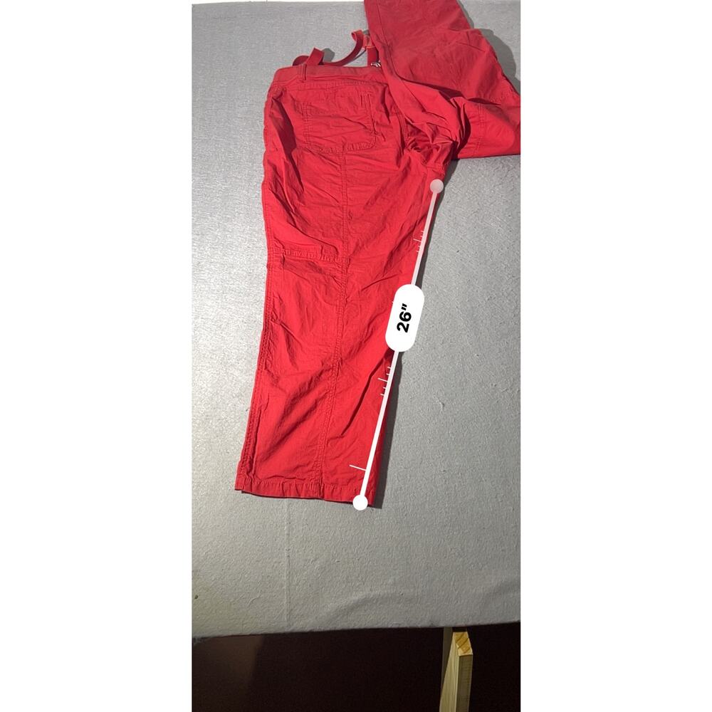 Chico’s Women’s Red Cargo Capri Pants Size 3 XL Suspenders Cotton - Picture 5 of 7